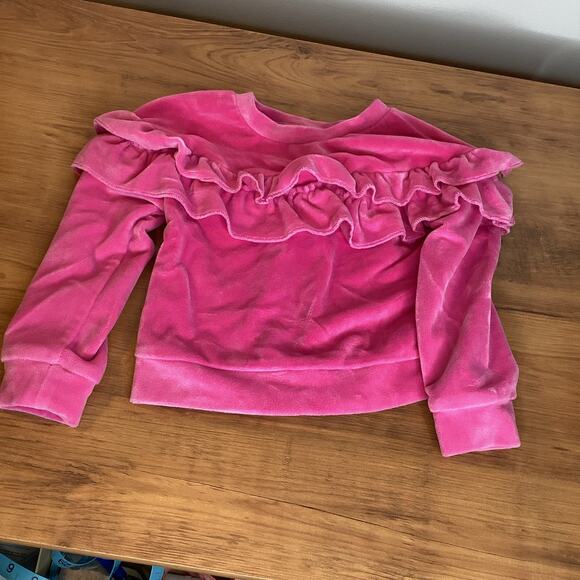 Btween Velour Sweatpants Sweatshirt Set Hot Pink Velvet Ruffles Size 24 Months - Picture 4 of 12